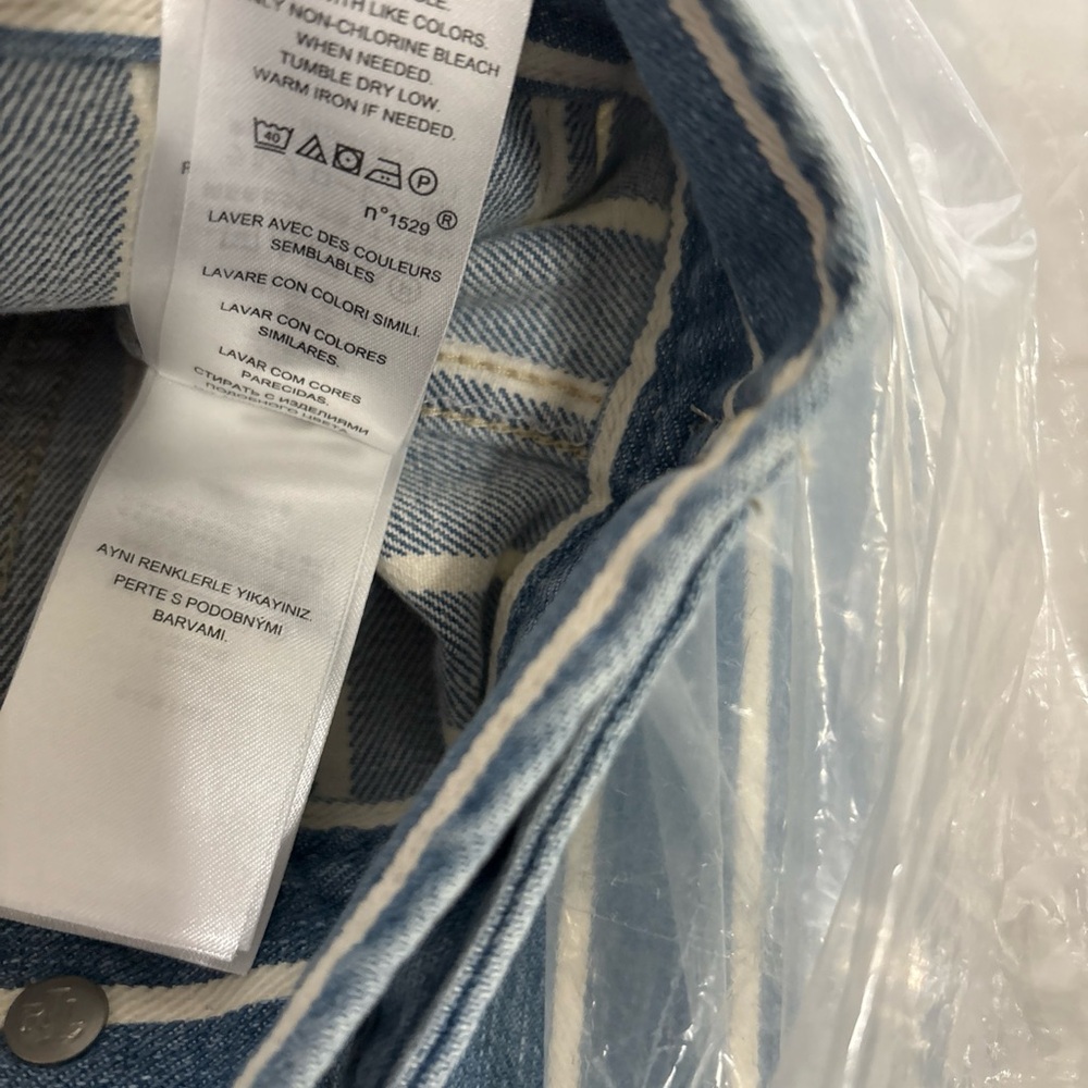 Lauren By Ralph Lauren Blue and White Striped denim Jacket Sz XS - Picture 9 of 9